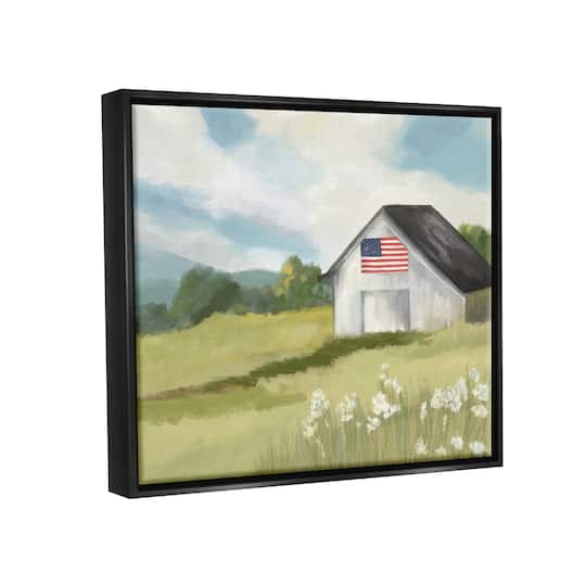 Stupell Industries American Flag on Barn Floater Framed Art